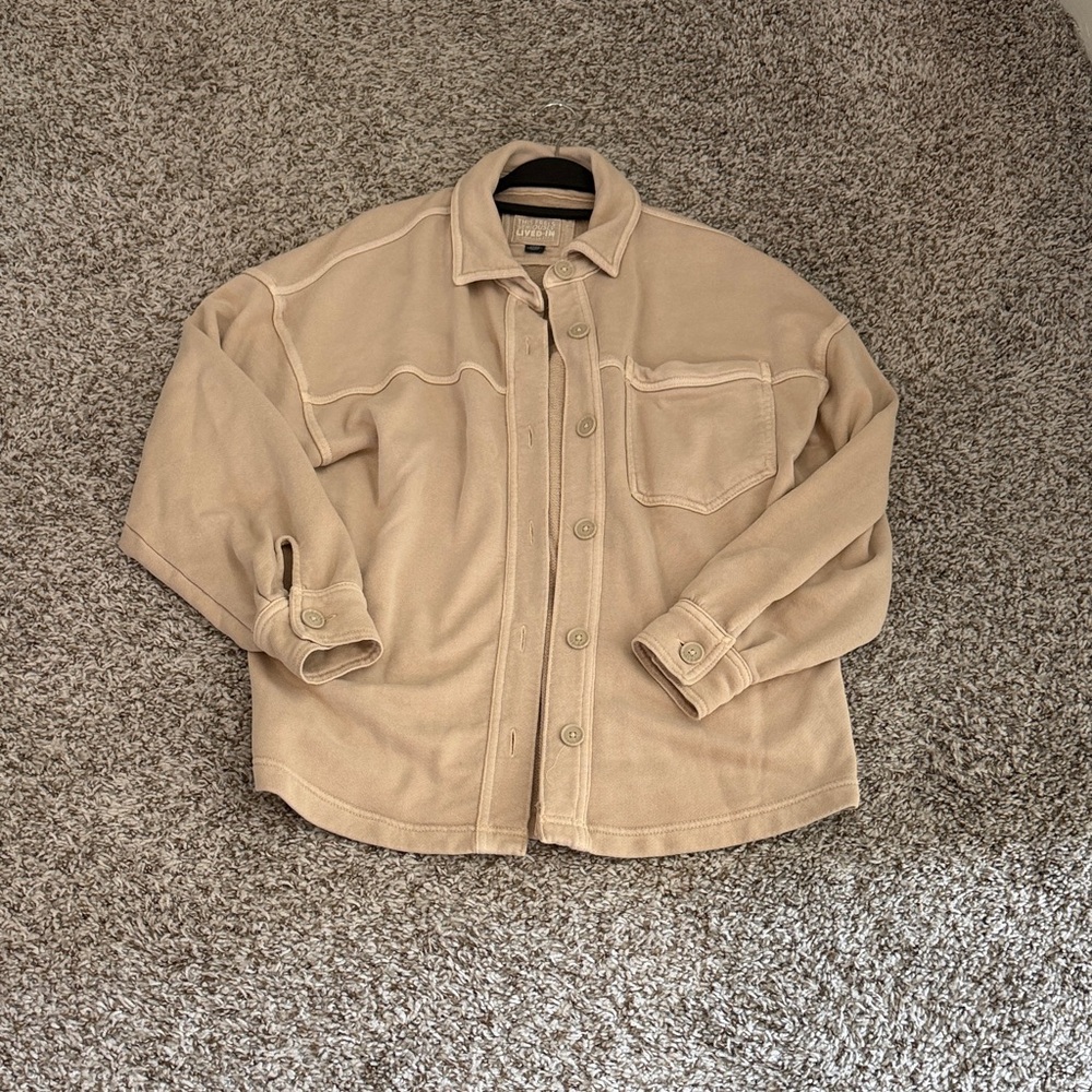 American Eagle Outfitters Beige Button-Down Shirt Jacket - Picture 3 of 3